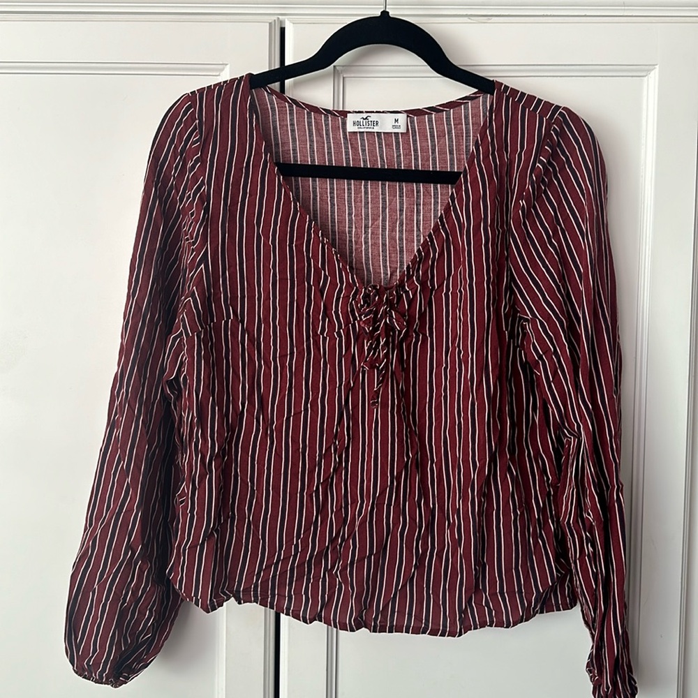 Hollister Holiday Striped Long Sleeve — Medium